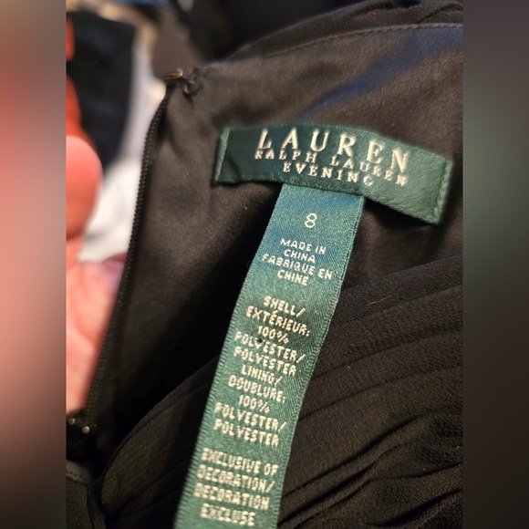 Lauren Ralph Lauren Evening Black Gown Size 8 Beaded Ruched Flowy Stunning EUC - Picture 12 of 12